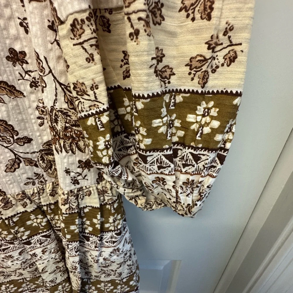 LOFT Women's Floral Tunic - Brown and Cream / Small - Picture 3 of 7